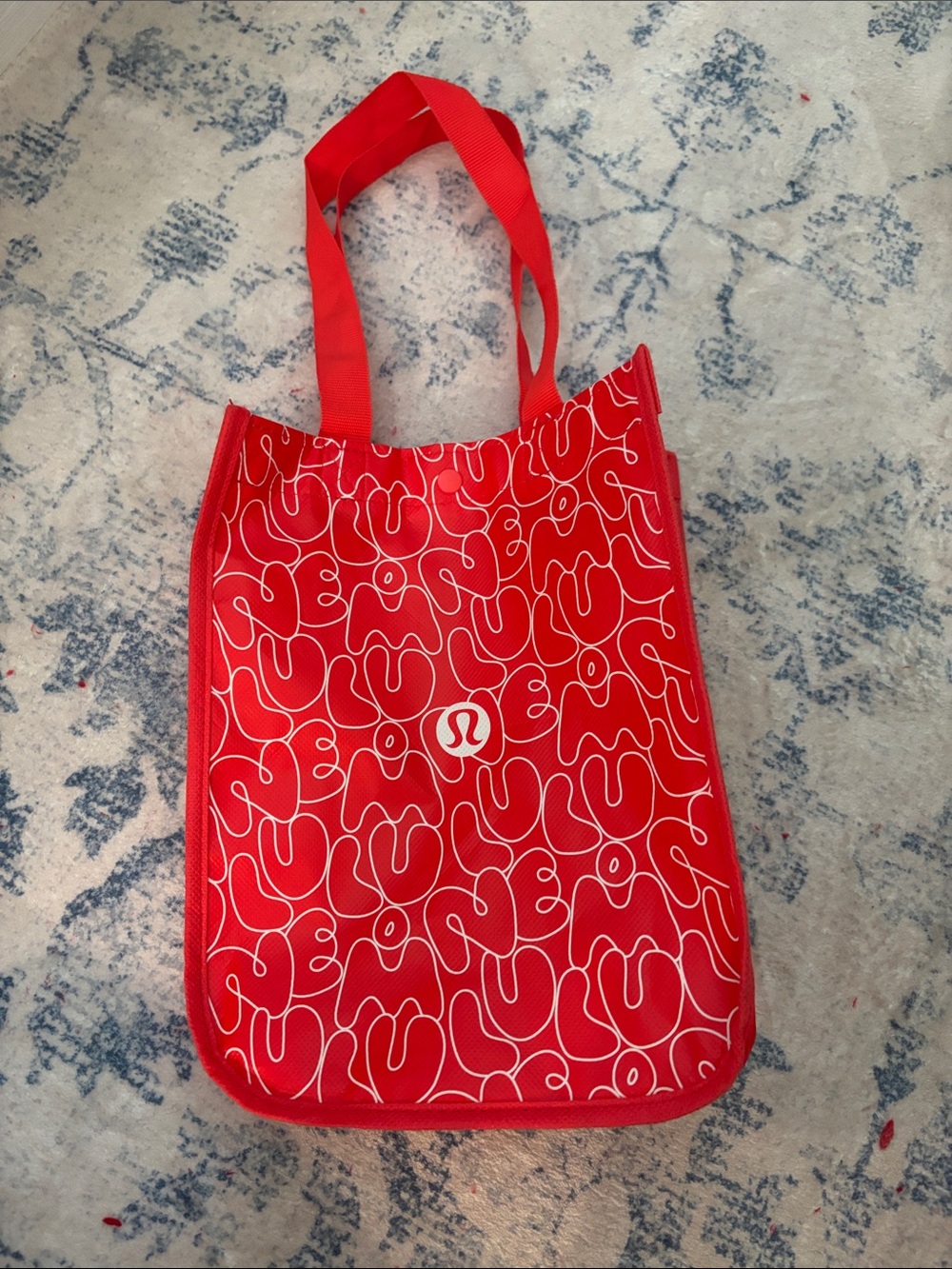 lululemon athletica Red Tote with White Graphic Motif